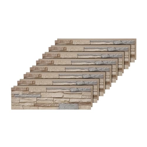 WallWell 8-Pack Faux Stone Wall Panels Exterior Faux Rock Golden Dune