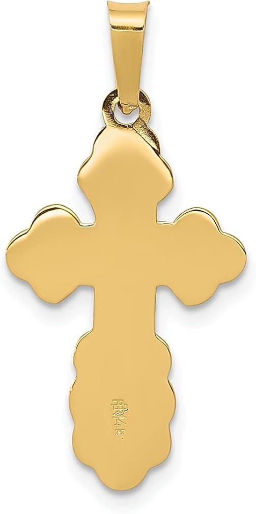 Miniatura 4 de Collar de oro amarillo de 14 quilates con dije religioso de cruz ortodoxa oriental, joyería fina para mujer, regalos para ella, Oro amarillo Piedra