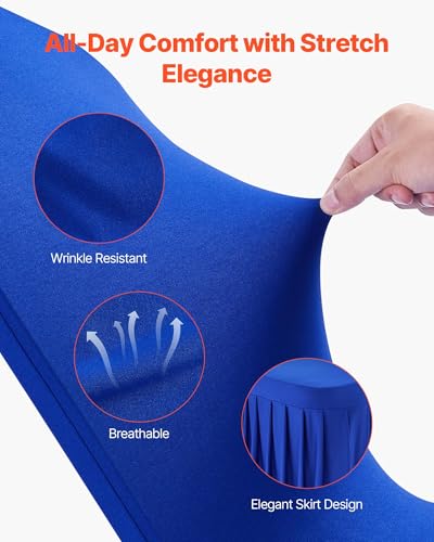 Image of VEVOR Chair Covers, Polyester Spandex Chair Cover, Stretch Slipcovers for Wedding Party Dining Banquet Flat-Front Chair Covers (Royal Blue-d, 30PCS)