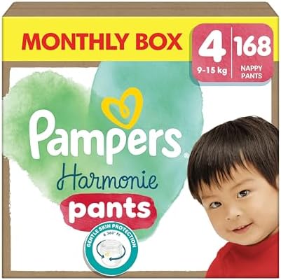 Pampers Diapers Harmony Pants Size 4 (9-15 kg), 168 Baby Diapers,...