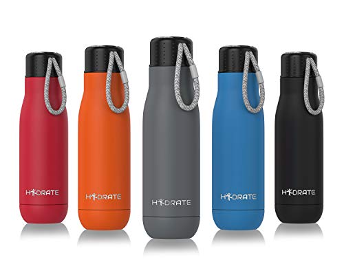 HYDRATE Stainless Steel Water Bottle & Flask - BPA Free Vacuum Insulated - 24 Hours Cold & 12 Hours Hot (Grey)