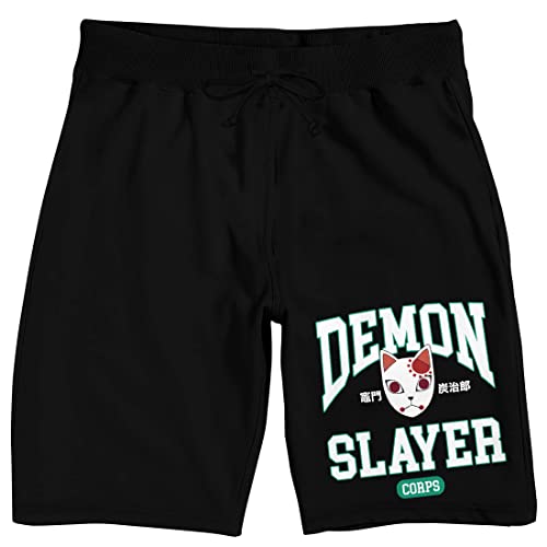 Demon Slayer Fox Warding Mask Men's Black Sleep Pajama Shorts