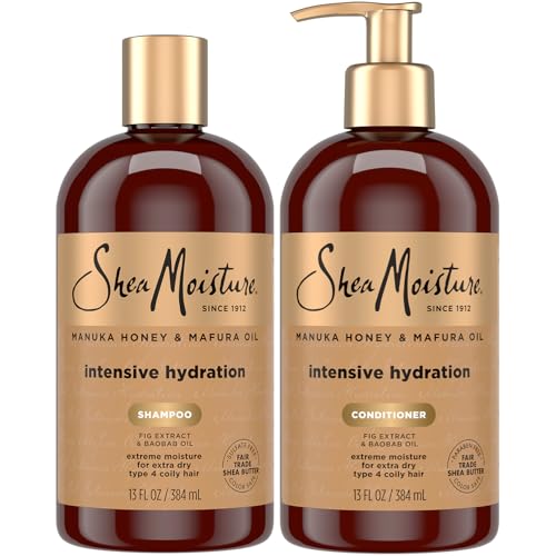 SheaMoisture Shampoo & Conditioner, Manuka Honey & Mafura Oil Intensive Hydration for Extra Dry, Damaged Hair, 13 Oz Ea