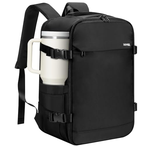 HOMIEE Spirit Airlines Personal Item Bag 18x14x8 Travel Backpack, 32L Carry on Luggage Underseat Airline Approved Weekender Bag Fits 15.6 Inch Laptop, Black