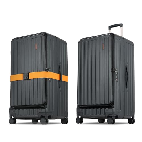 CENSIEN 29 Inc Checked Luggage Trunk Luggage with Spinner Wheels Lightweight ABS+PC Hard Shell Large Suitcase with Aluminum Frame Top Opening TSA Lock (Dark Black 1PC)