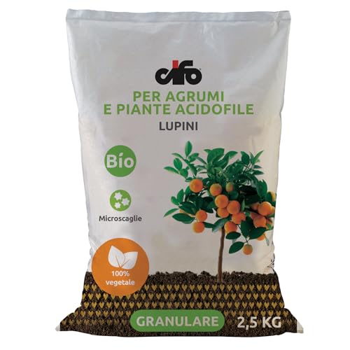 CIFO - Concime Agrumi a Base di Lupini Macinati per Limoni, Aranci e Piante Acidofile - Concime Granulare, Biologico e 100% Vegetale per Vasi e Piena Terra, Sostenibile per Orto e Giardinaggio, 2,5 Kg