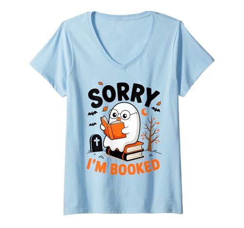 Mujer Sorry I Am Booked Reading Nerd for Bookworms Regalo Hombres Mujeres Camiseta Cuello V