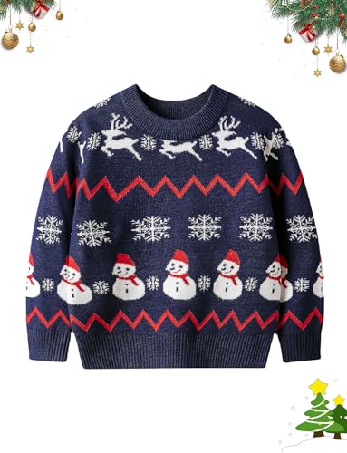 Toddler Boy Knit Christmas Sweater Girls Crew Neck Sweatshirt Snowman Pullover Xmas Clothes Elk Tops 2-6Years2