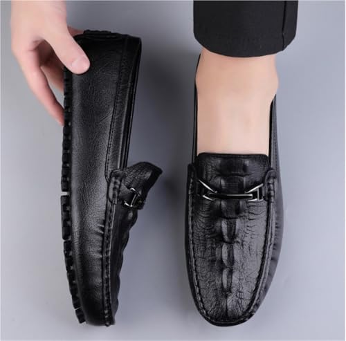 Men's Loafers Faux Crocodile Print Leather Flat Heel Lightweight Slip Resistant Anti-Slip Flexible Driving Slip-on2