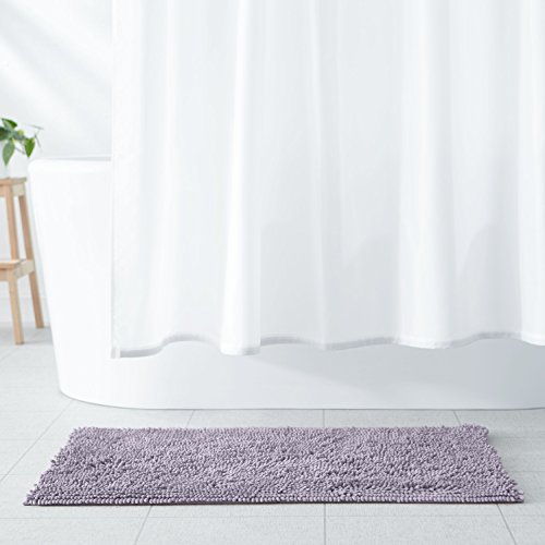 AmazonBasics Solid Bathroom Mat (Purple, Lavender, Microfiber, 21" x 34")