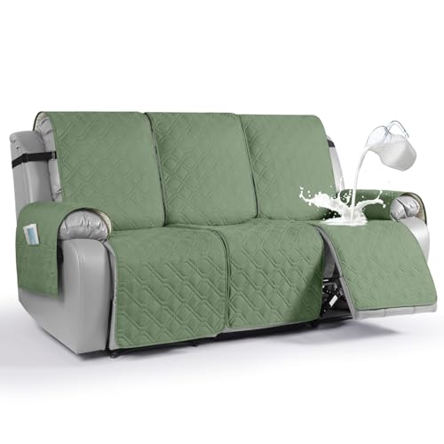 Image of VANSOFY Waterproof Recliner Couch Covers Washable, Bean Green,3 Seater | 1-Piece, Non-Slip with Elastic Straps, Sofa Cover with Pocket for Dogs, Pets