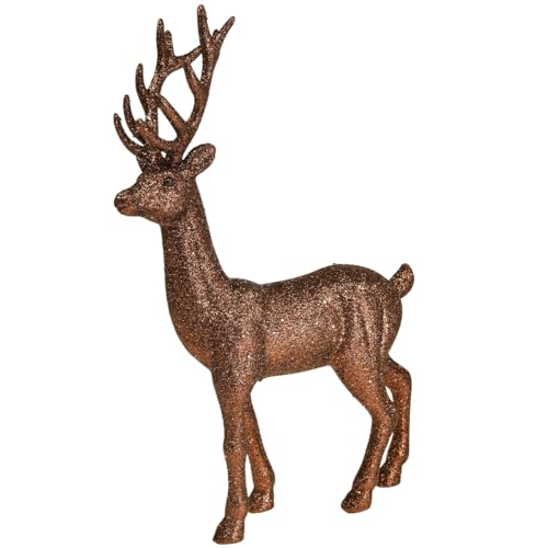 Viana Deko Hirsch Rentier Kupfer Figur Glitter 37cm Weihnachten