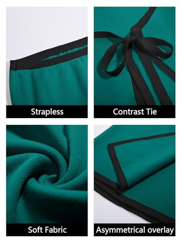 Image of Wenrine Womens Sexy Tube Top Dress Strapless Self Tie Wrap Asymmetrical Hem Knit Summer Party Mini Dresses