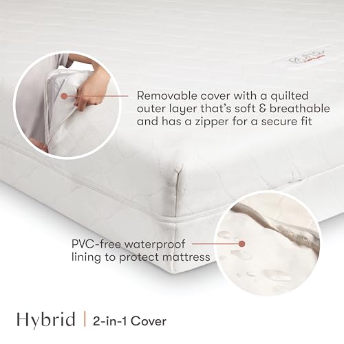 Babyletto Pure Core Crib Mattress, Hybrid Quilted Waterproof Cover, 2-Stage, Greenguard Gold Certified