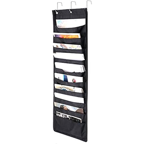 IGNPION 10 Pockets Hanging File Organizer Over Door Storage Pocket Chart Cascading Wall Organizer Hanging Literature Magazine Paper Holder with 3 Hooks for Home Office School Cover