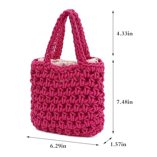 Image of Naimo Straw Beach Bag Woven Rattan Shoulder Bag Fishing Net Handbag Cotton Rope Tote Summer Crochet Hobo Bag
