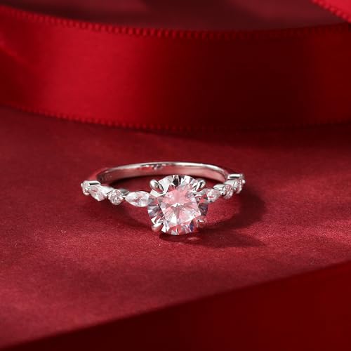 14K Rose/White Gold Plated Rings for Women - Dainty Band Round CZia， Fashion Hypoallergenic Waterproof Non Tarnish， Birthday Party Wedding Gifts Trendy Jewelry， Ring Size 4 5-113