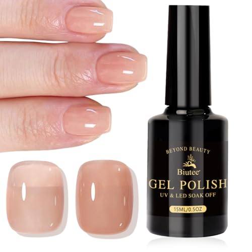 Biutee Esmalte en gel semipermanente Claro Nude - Esmalte de uñas Transparente Jelly Soak Off U V LED Nude Para Estudio de Manicura DIY en Casa 15ml