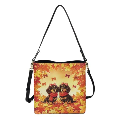 Image of HUGS IDEA Boho Bags for Women Leather Handbag Shoulder Bucket Crossbody Purse