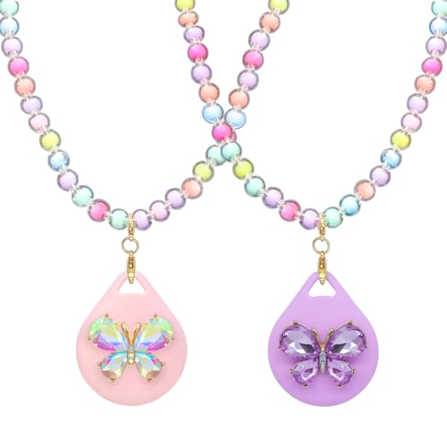- Top 5 GPS Tracking Jewelry: Your Safety Guide 4 XEEWEN 2 Pack Kids Necklace Holder for Airtag - Cute Pink Purple Butterfly Beaded Necklace Case Cover for Girls
