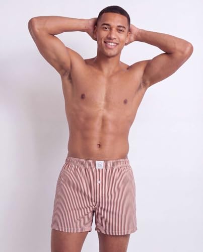 Image of Real Essentials 3 Pack: Men's Woven Cotton Poplin Lounge Shorts Sleep Casual Comfy Loose Fit Elastic Waist PJ Bottoms Pockets