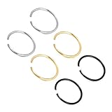 Joybeauti 10mm Stainless Steel Non-Piercing Fake Clip on Closure Earrings Round Cartilage Tragus Nose Lip Ear Hoop Pack of 3 Pairs