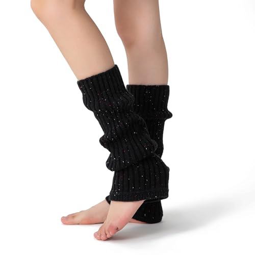 Soxbang Leg Warmers for Women 30% Wool Blend Speckled Knit, Cozy Ribbed Winter Leg Sleeves for Boots, Cold Weather