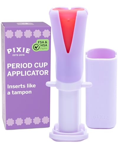 Pixie Menstrual Cup Applicator - Inserts Like A Tampon™ - Every Woman Can Now Use Period Cups - Perfect for Long Nails - Self Sanitizer TPE Properties - Travel Case