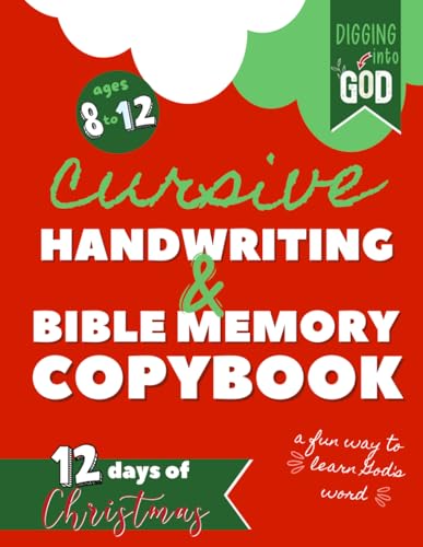 Christmas Cursive Handwriting & Bible Verse Copybook For Kids Ages 8 to 12: Trace Scripture Verses and Help Children Understand the Christmas Story ... Penmanship, Defining Words, and Doodling