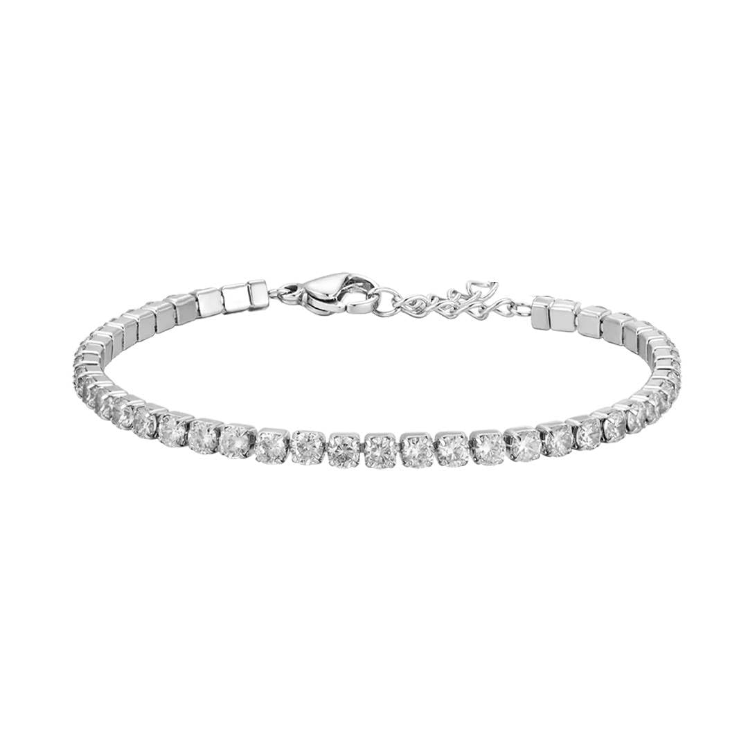 Sakrami Bracciale Tennis Bambina in Argento 925 + Zirconi Bianchi Brillanti + Chiusura Regolabile + Gioiello Elegante per Regalo + Nascita + Battesimo + Comunione + Compleanno
