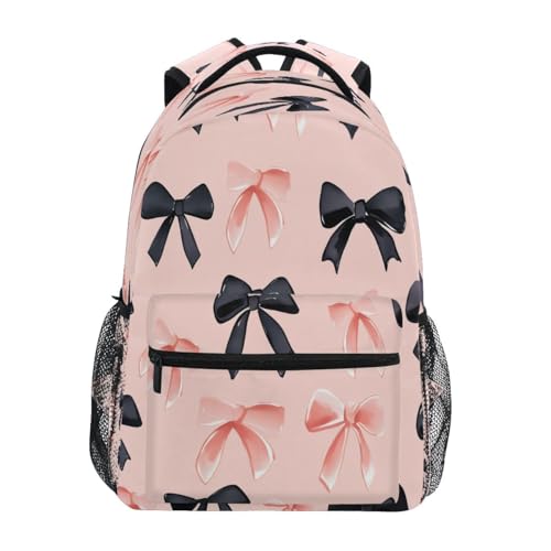 Pink Black Bows Pattern Kids Backpack for Boys Girls Backpacks Student Backpack Big For Elementary School Shoulder Bag Bookbag