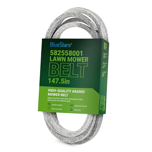 Image of BlueStars 582558001 Deck Belt | Aramid Cord | 5 /8 inch x 147.5 inch | Deck Belt for 48 Inch Deck Husqvarna Z248F 48 inch Zero-Turn Mowers RedMax RZT48 Jonsered Z48F