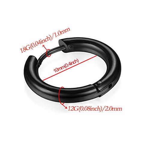 Image of 316L Surgical Stainless Steel Huggie Hoop Earrings 6mm 8mm 10mm 11mm 12mm 14mm Hypoallergenic Earrings Hoop Cartilage Helix Lobes Hinged Sleeper Earrings For Men Women