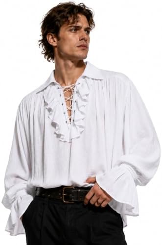 GRACEART Mittelalter Victorian Piraten-Hemd Elegant Langarmshirt Gothic Steampunk Männerhemd