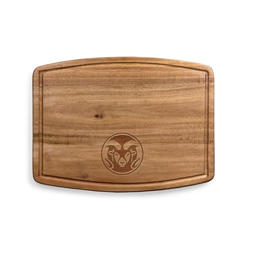 PICNIC TIME NCAA Colorado State Rams Ovale Acacia Cutting Board, Charcuterie Board Set with Juice Groove for Spills, Wood Serving Platte, (Acacia Wood)