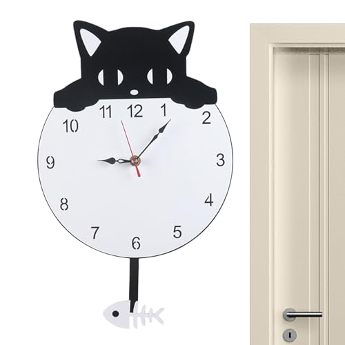 Genérico Reloj Gato con Cola Móvil,Adorable Reloj Analógico,Decoración De Hogar Sin Y Cola Móvil - para Dormitorio Infantil Sala Cocina De Niños Niñas Adolescentes