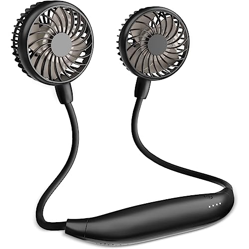 Ventilador de cuello portátil de 4 turbinas recargables con batería de larga duración