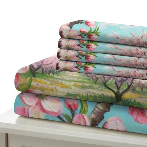 Housse de couette fleur de pêche 3D 140x200 microfibre pour lit enfant