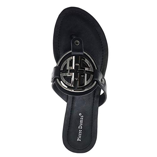 Image of Pierre Dumas Women's Medallion Vegan Slide Thong Flip Flop Flat Sandal