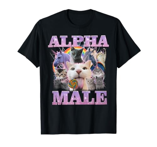Alpha Male Funny Cat Meme Kitten Rainbow Unicorn T-Shirt