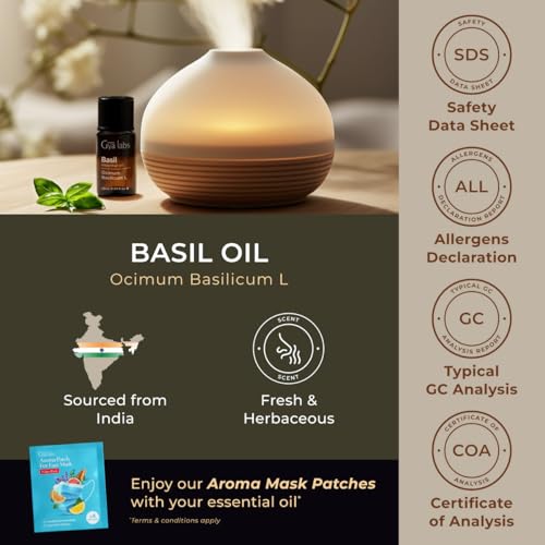 Image of 100% Pure Basil Essential Oil - 0.34 Fl Oz - Basil Oil for Hair, Skin, Diffuser, Aromatherapy & DIY Candle Making Scent