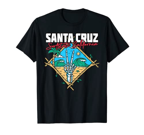 Vintage Surfer Califórnia I retro Santa Cruz Califórnia t-shirt, Preto