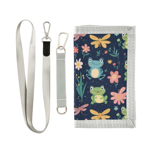 Wusikd Cartoon Frogs Kids Wallet for Boys Girls Flowers Toddler Trifold Wallet Novelty Wallet for Teens Women Men