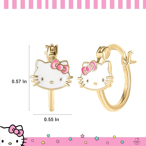 Sanrio Hello Kitty Womens Hoop Earrings - Sterling Silver and Enamel Hello Kitty Earrings Official License4
