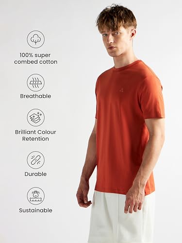 Image of Clans & Hans Men's Super Combed Cotton T Shirt, Regular Fit Round Neck Tshirt, Half Sleeves, Plain T-Shirt for Men