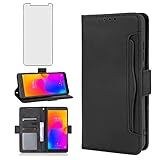 Asuwish Compatible with Alcatel 1B 2022 Wallet Case and Tempered Glass Screen Protector Card Holder Stand Leather Flip Cell Accessories Phone Cover for Women Men Black - Image 1