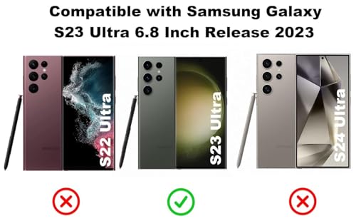Image of Midkart Leather Flip Cover Compatible with Samsung Galaxy S23 Ultra with Card Holder Built-in Kickstand Magnetic Belt Lock Inner Hard PC with Full Body and Camera Protection, Burgundy