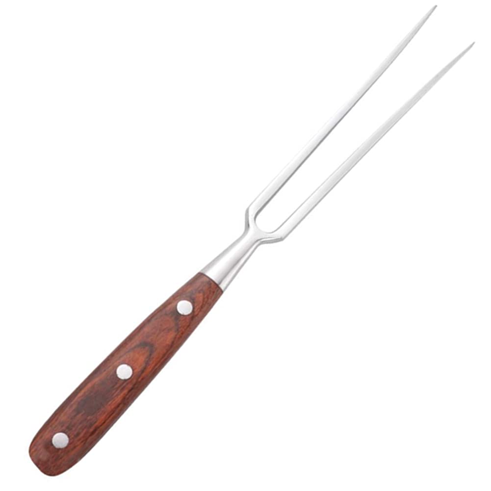 LATRAT Tenedor de Carne de Acero Inoxidable con Mango de Madera, Tenedor para trinchar, con Dos Dientes, Herramienta, para Carne de Cerdo, Pavo y Carne de Vacuno.