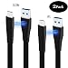 USB C Cable Type C to USB3.0 Flat Fast Charging Cable, mobfun Magnet design adsorption functional USB C Cable, Easy to Carry and Find (Black-2Pack 1ft 3.3ft)