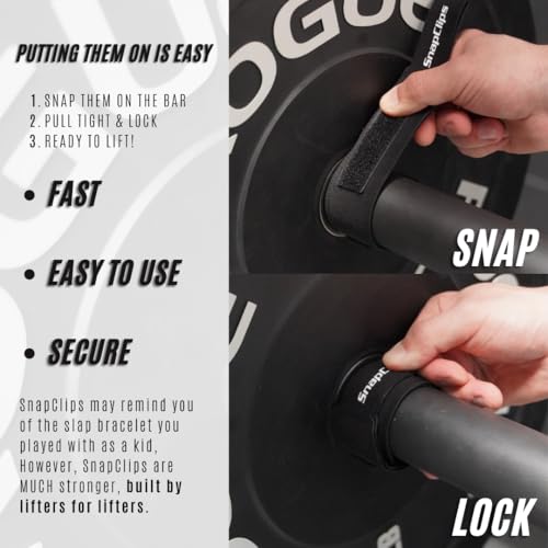 SnapClips Barbell Collars | Pair of 2” Olympic Barbell Clamps | Quick & Easy Adjustable Weight Clips | Perfect Clips for Powerlifting, Strongman - Image 3